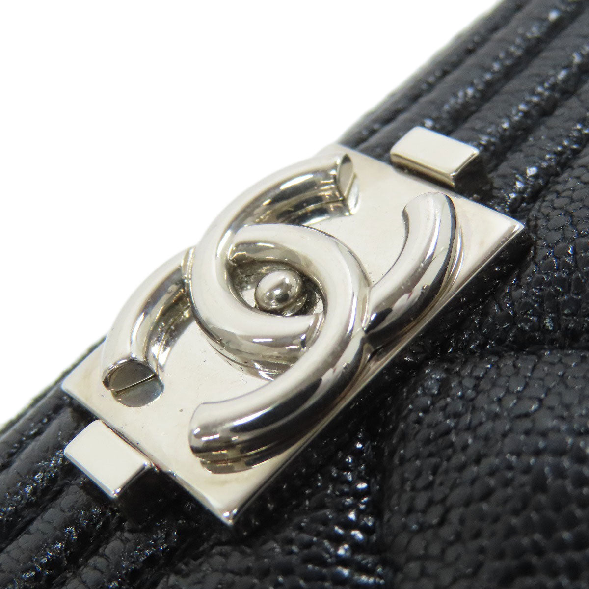 CHANEL Boy Chanel SilverHardware Long wallet (with coin pocket) Calf Ladies [Used]