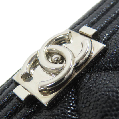 CHANEL Boy Chanel SilverHardware Long wallet (with coin pocket) Calf Ladies [Used]