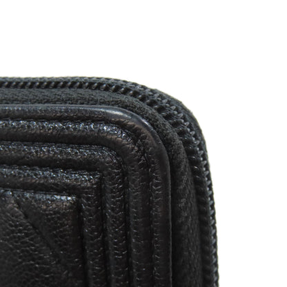 CHANEL Boy Chanel SilverHardware Long wallet (with coin pocket) Calf Ladies [Used]