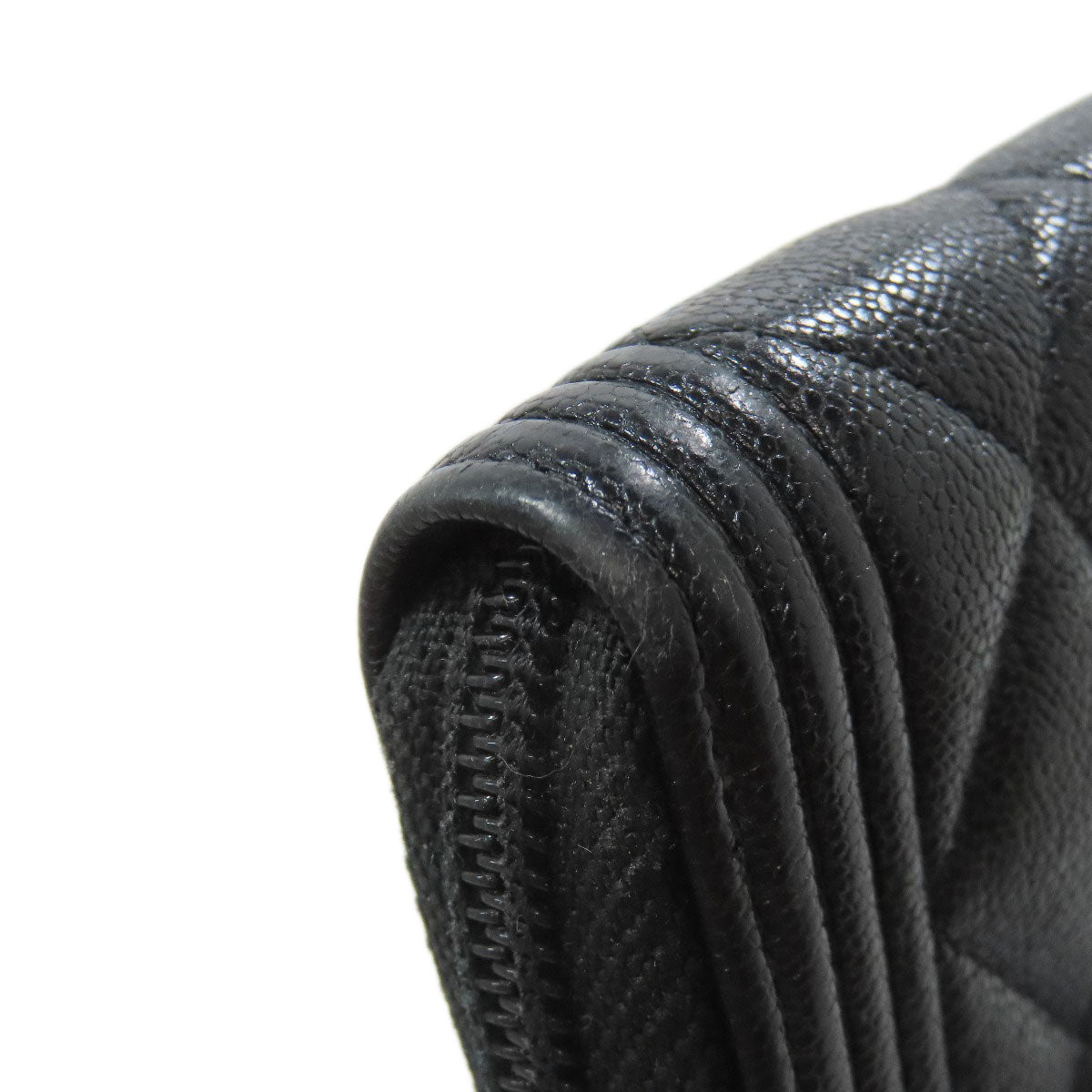 CHANEL Boy Chanel SilverHardware Long wallet (with coin pocket) Calf Ladies [Used]