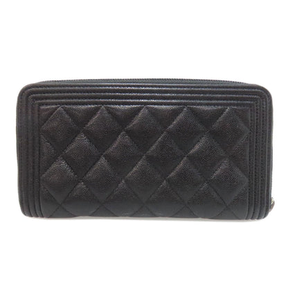 CHANEL Boy Chanel SilverHardware Long wallet (with coin pocket) Calf Ladies [Used]