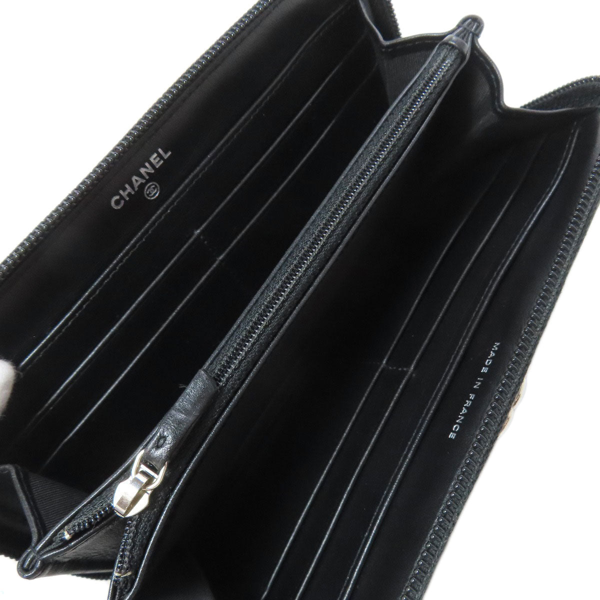 CHANEL Boy Chanel SilverHardware Long wallet (with coin pocket) Calf Ladies [Used]