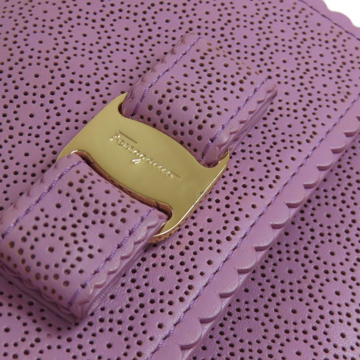 Salvatore Ferragamo Vara ribbon Shoulder Bag Leather Ladies [Used]