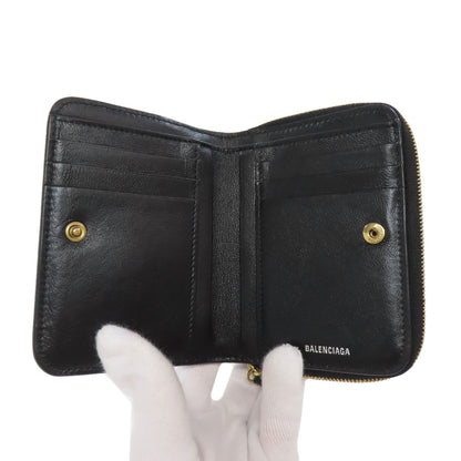 BALENCIAGA 650871 logo Bifold Wallet with Coin Pocket Leather Ladies [Used]