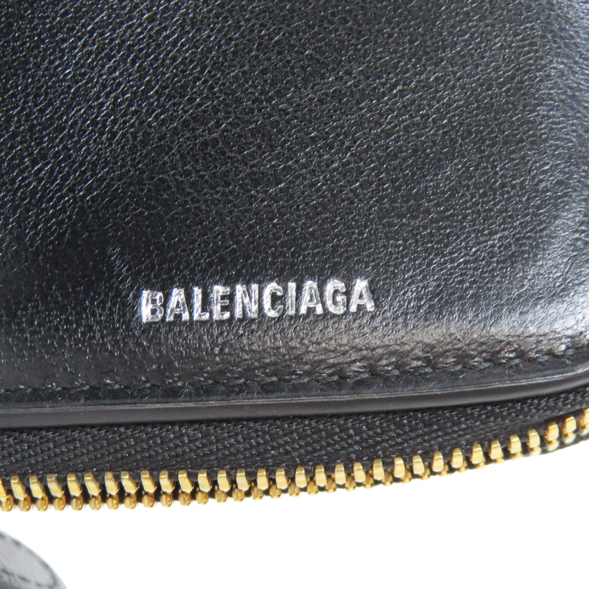 BALENCIAGA 650871 logo Bifold Wallet with Coin Pocket Leather Ladies [Used]