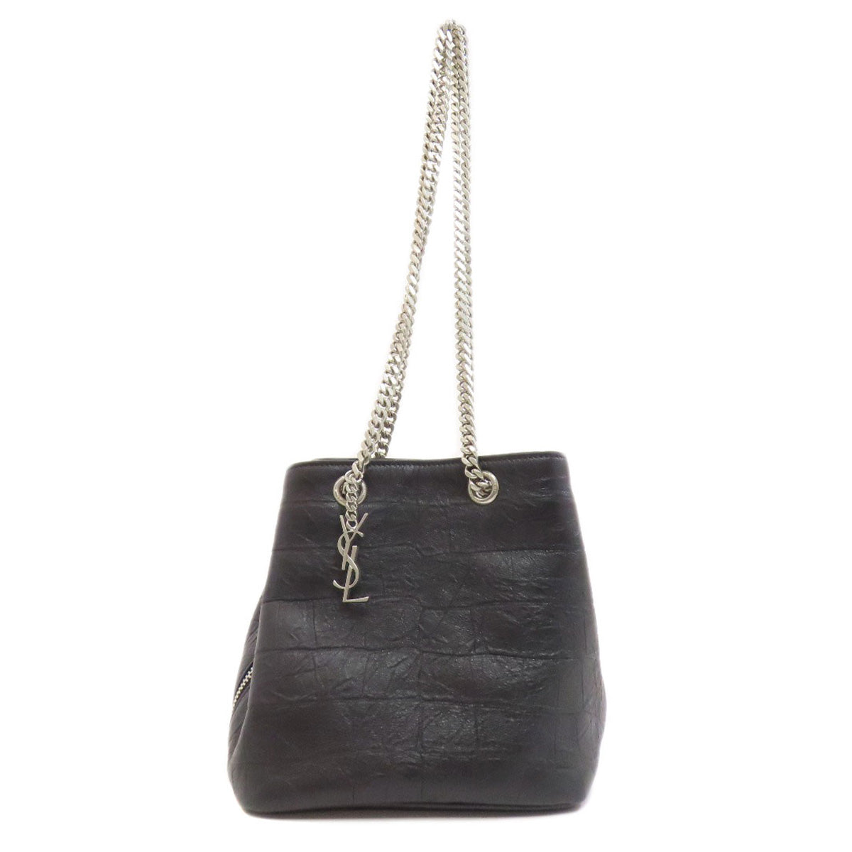 SAINT LAURENT Embossed Chain Shoulder Bag Leather Ladies [Used]