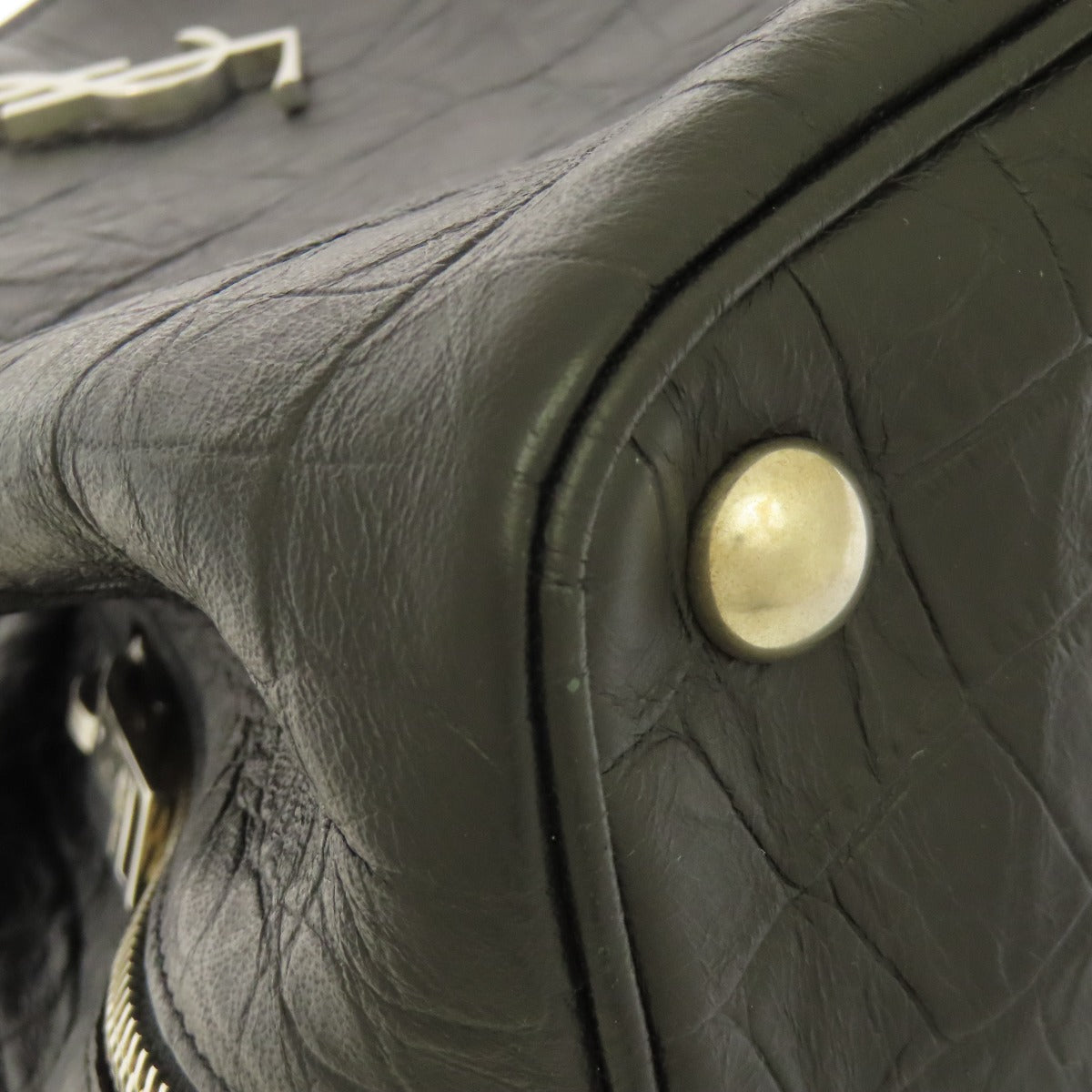 SAINT LAURENT Embossed Chain Shoulder Bag Leather Ladies [Used]