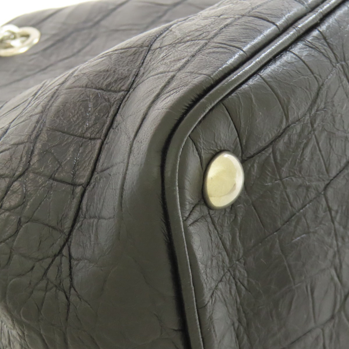 SAINT LAURENT Embossed Chain Shoulder Bag Leather Ladies [Used]