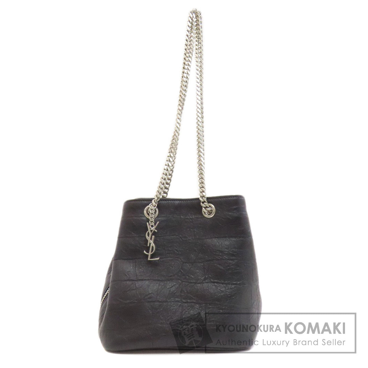 SAINT LAURENT Embossed Chain Shoulder Bag Leather Ladies [Used]