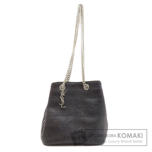 SAINT LAURENT Embossed Chain Shoulder Bag Leather Ladies [Used]