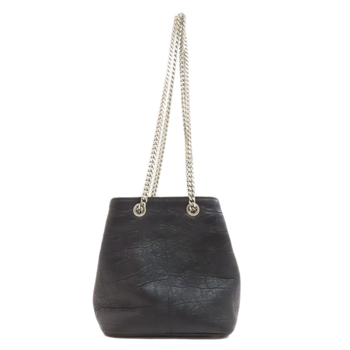 SAINT LAURENT Embossed Chain Shoulder Bag Leather Ladies [Used]