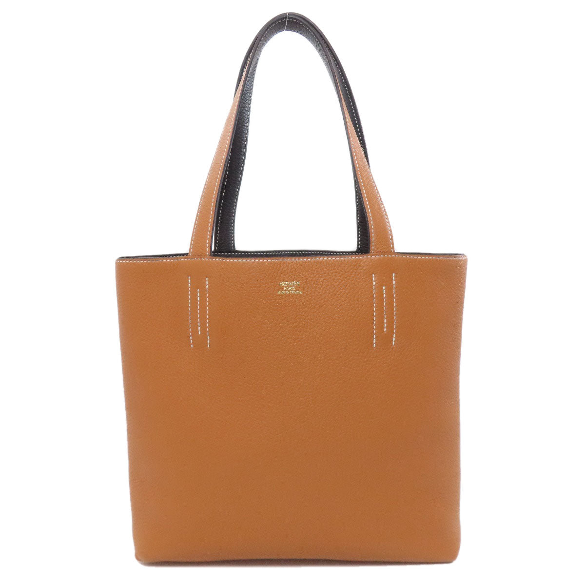 HERMES Double Sense 28 Toffee Black Tote Bag Taurillon Clemence Ladies [Used]