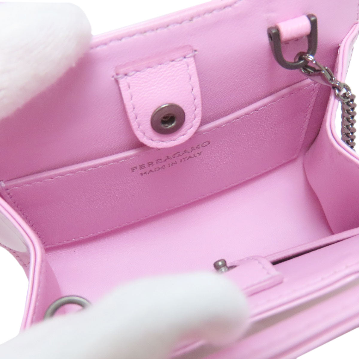 Salvatore Ferragamo Mini Chain Bag 2WAY Shoulder Bag Leather Ladies [Used]