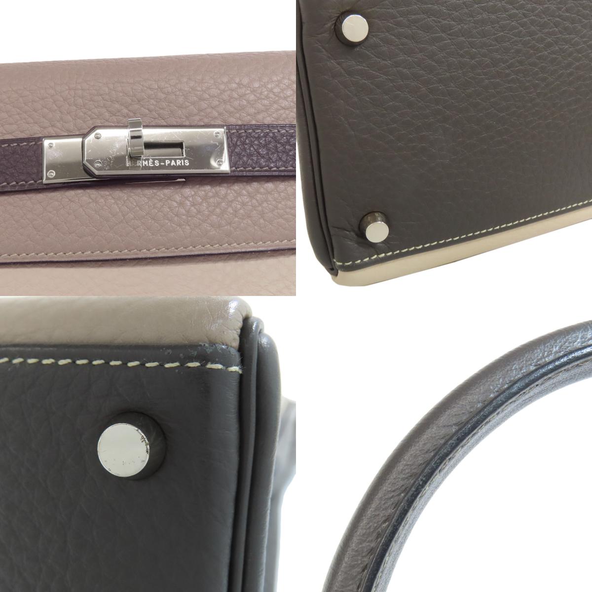 HERMES Kelly 32 Tricolor Inner Stitch SilverHardware Handbag Taurillon Clemence Ladies [Used]