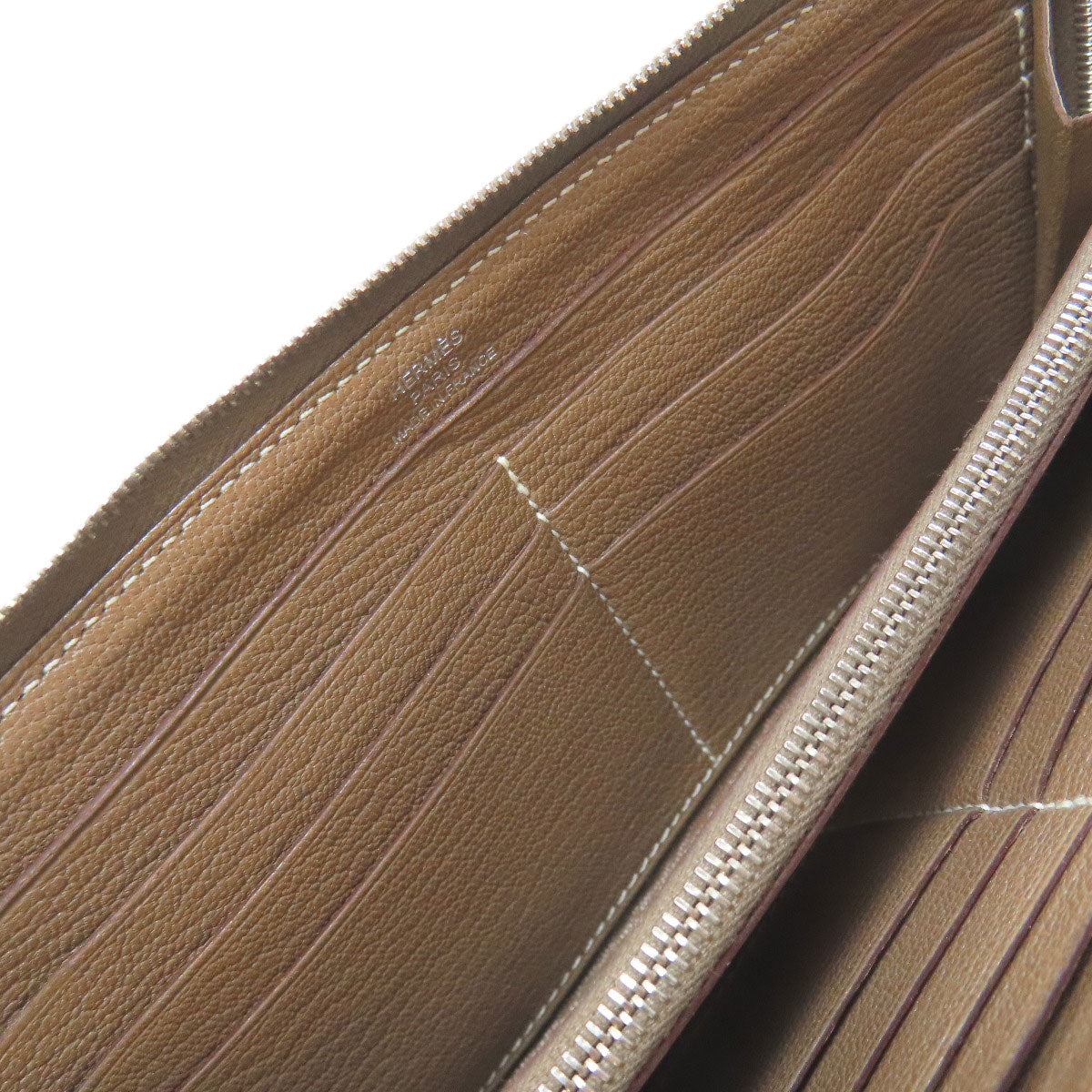 HERMES Azap Classic Etoupe SilverHardware Long wallet (with coin pocket) Calf Ladies [Used]