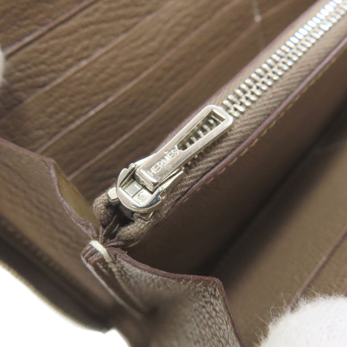 HERMES Azap Classic Etoupe SilverHardware Long wallet (with coin pocket) Calf Ladies [Used]