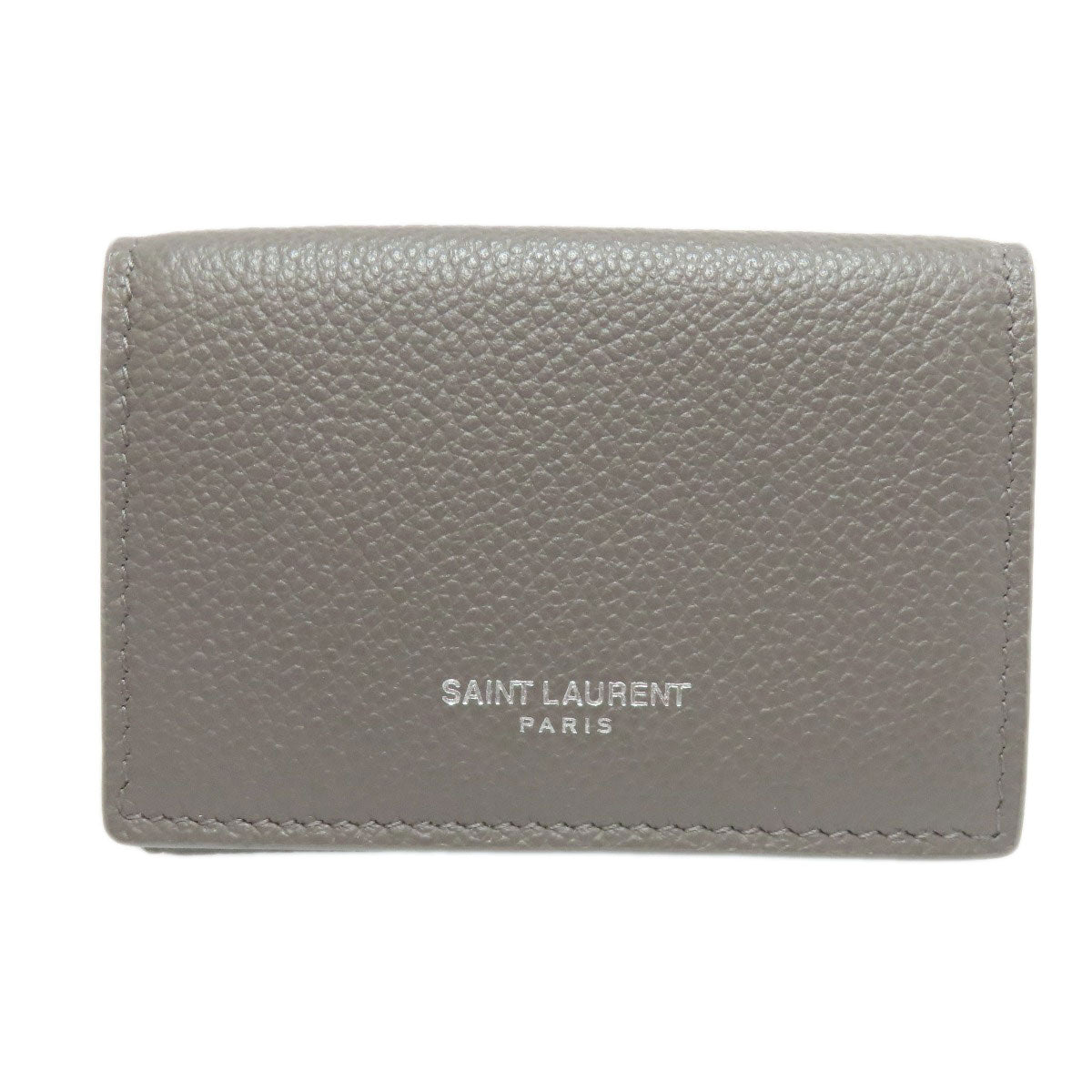 SAINT LAURENT Tri-fold logo Bifold Wallet with Coin Pocket Leather Ladies [Used]