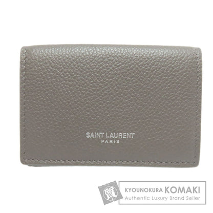 SAINT LAURENT Tri-fold logo Bifold Wallet with Coin Pocket Leather Ladies [Used]