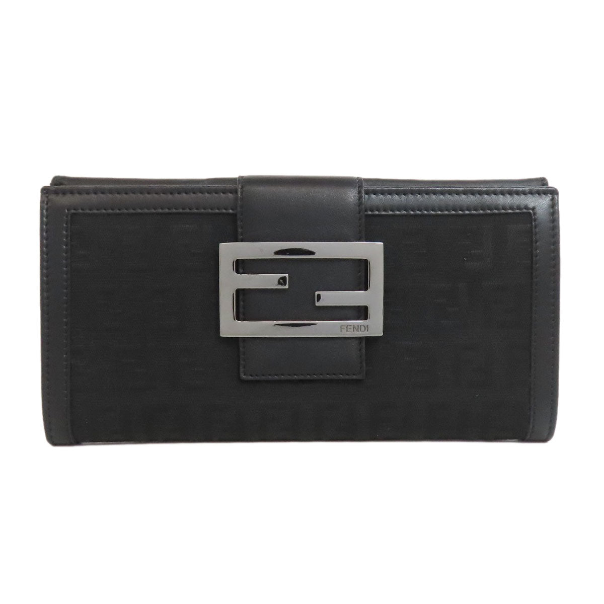 FENDI Zucchino Long wallet (with coin pocket) Canvas CalfLadies [Used]