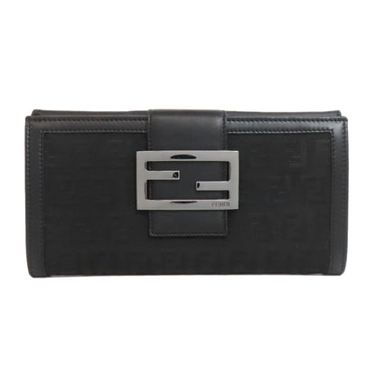 FENDI Zucchino Long wallet (with coin pocket) Canvas CalfLadies [Used]