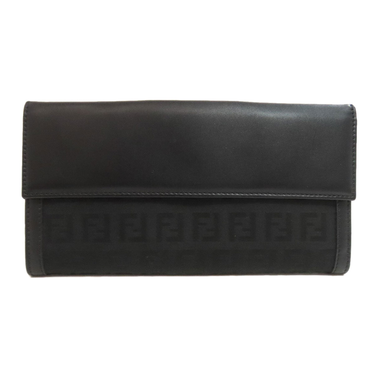 FENDI Zucchino Long wallet (with coin pocket) Canvas CalfLadies [Used]