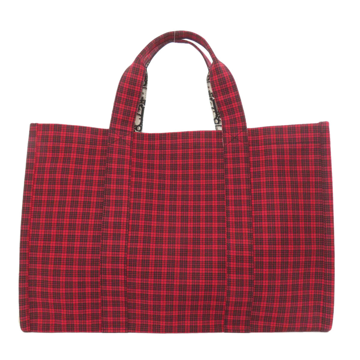 CHRISTIAN DIOR Checkpattern Tote Bag Canvas Ladies [Used]