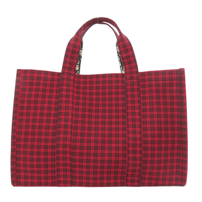 CHRISTIAN DIOR Checkpattern Tote Bag Canvas Ladies [Used]