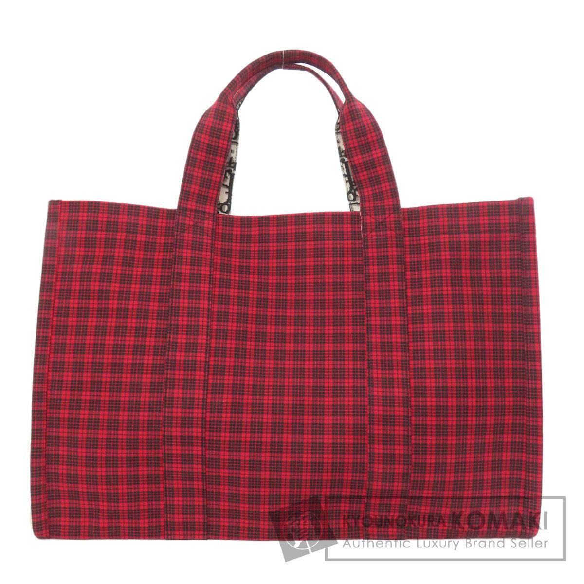 CHRISTIAN DIOR Checkpattern Tote Bag Canvas Ladies [Used]