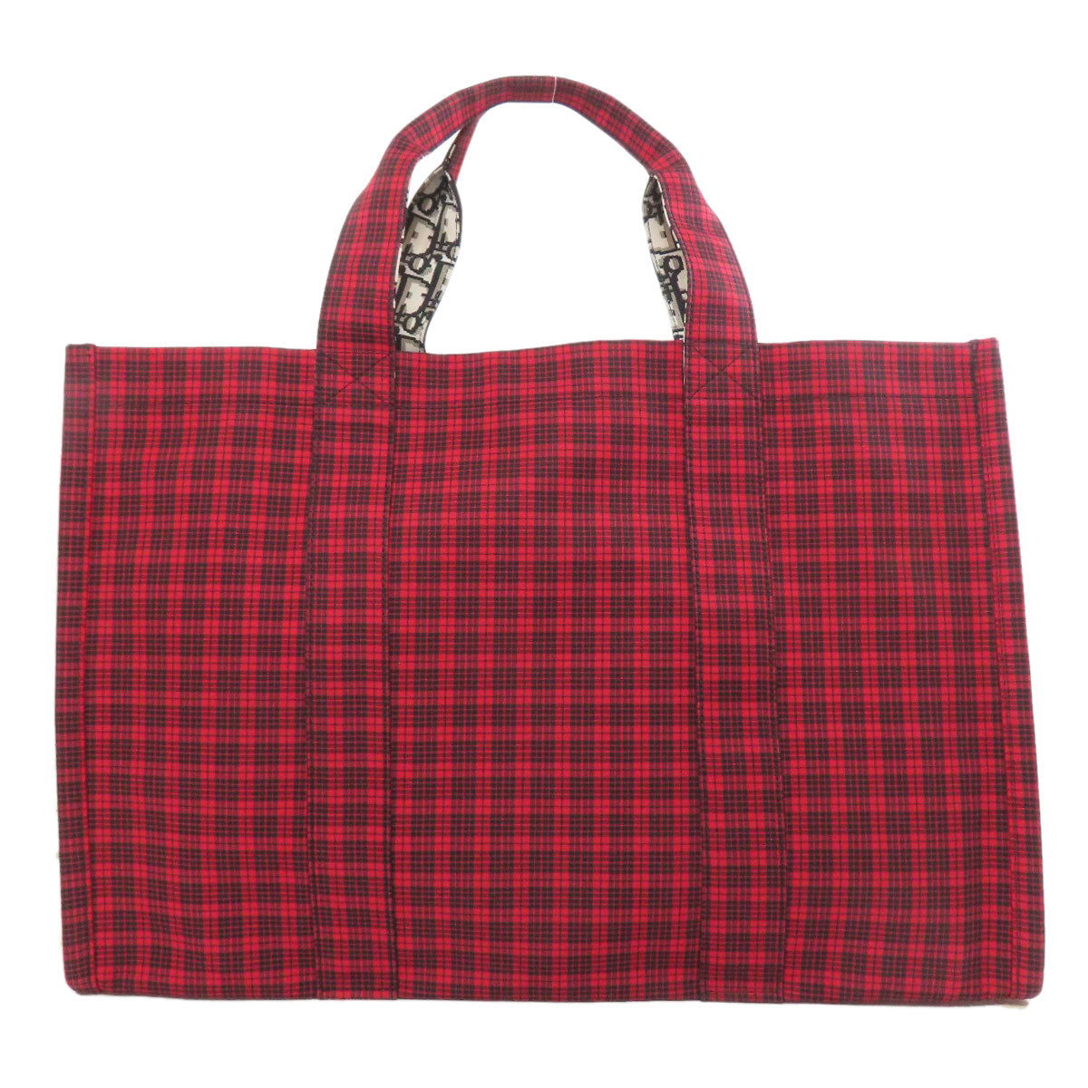 CHRISTIAN DIOR Checkpattern Tote Bag Canvas Ladies [Used]