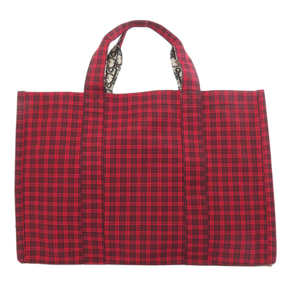 CHRISTIAN DIOR Checkpattern Tote Bag Canvas Ladies [Used]