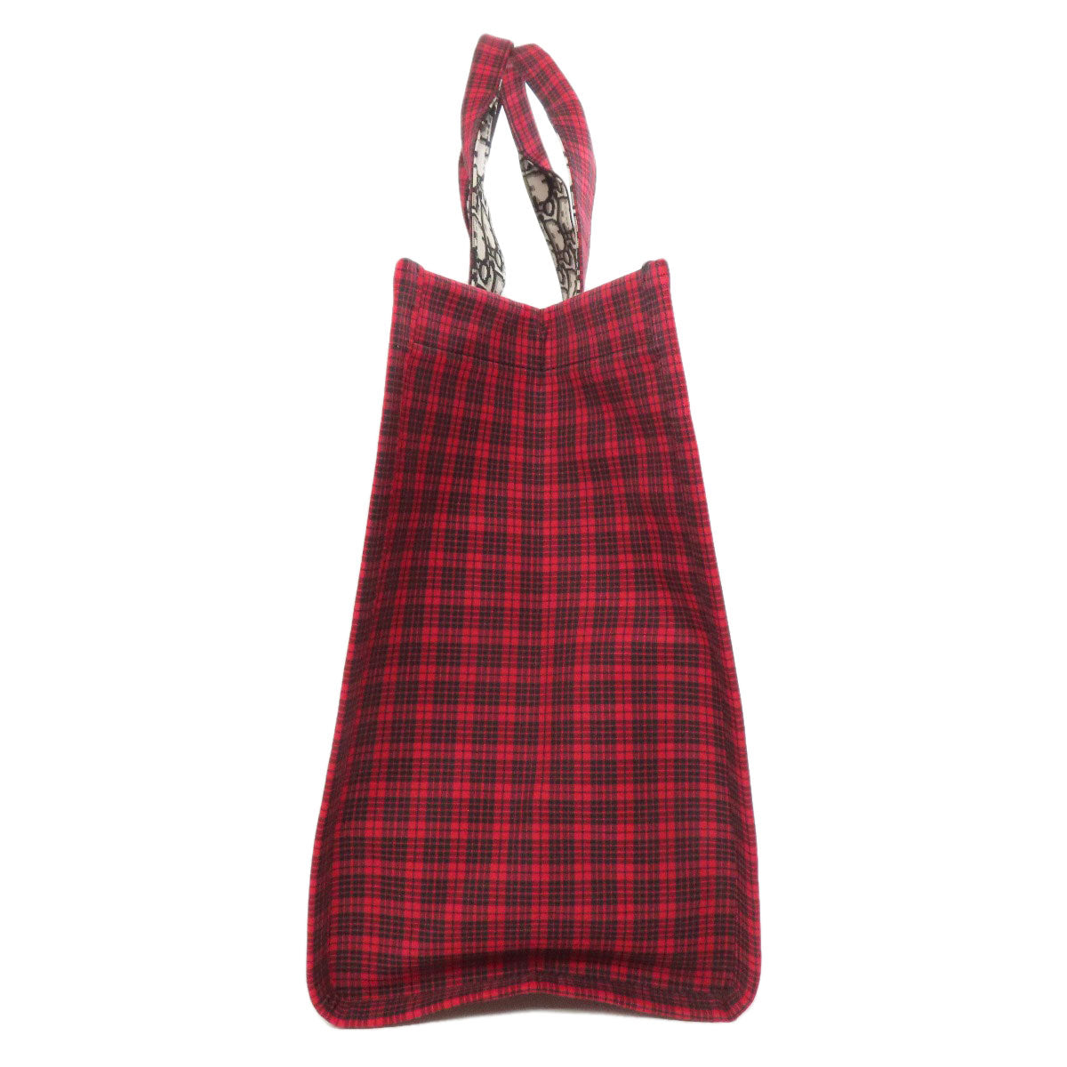 CHRISTIAN DIOR Checkpattern Tote Bag Canvas Ladies [Used]
