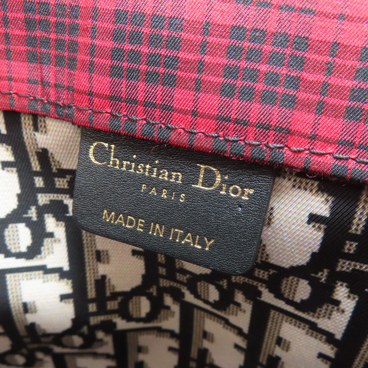 CHRISTIAN DIOR Checkpattern Tote Bag Canvas Ladies [Used]
