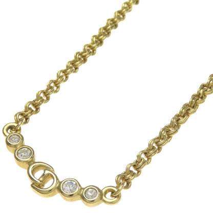 CHRISTIAN DIOR CD logo rhinestone Necklace Metal Ladies [Used]