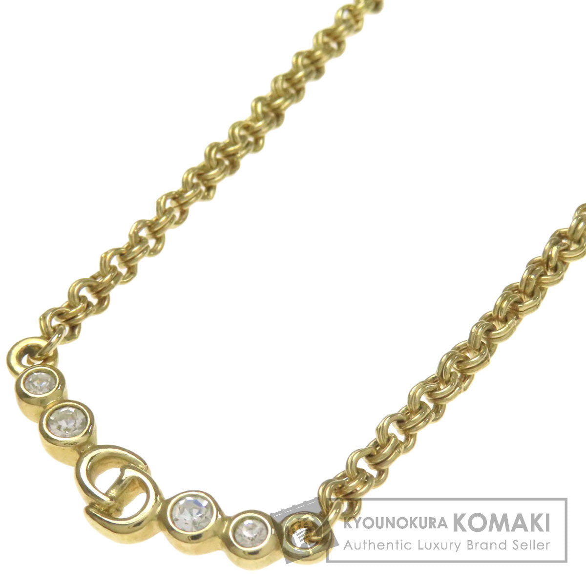 CHRISTIAN DIOR CD logo rhinestone Necklace Metal Ladies [Used]