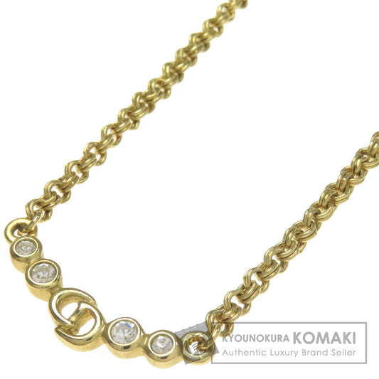 CHRISTIAN DIOR CD logo rhinestone Necklace Metal Ladies [Used]