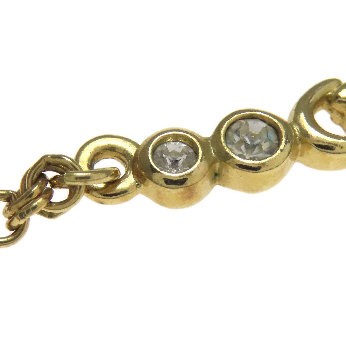 CHRISTIAN DIOR CD logo rhinestone Necklace Metal Ladies [Used]