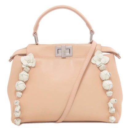 FENDI Peekaboo Mini Flower 2WAY Handbag Calf Ladies [Used]