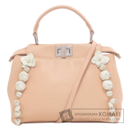 FENDI Peekaboo Mini Flower 2WAY Handbag Calf Ladies [Used]
