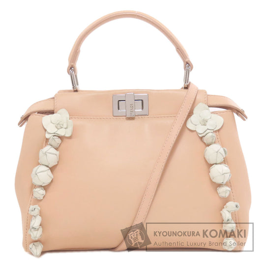 FENDI Peekaboo Mini Flower 2WAY Handbag Calf Ladies [Used]