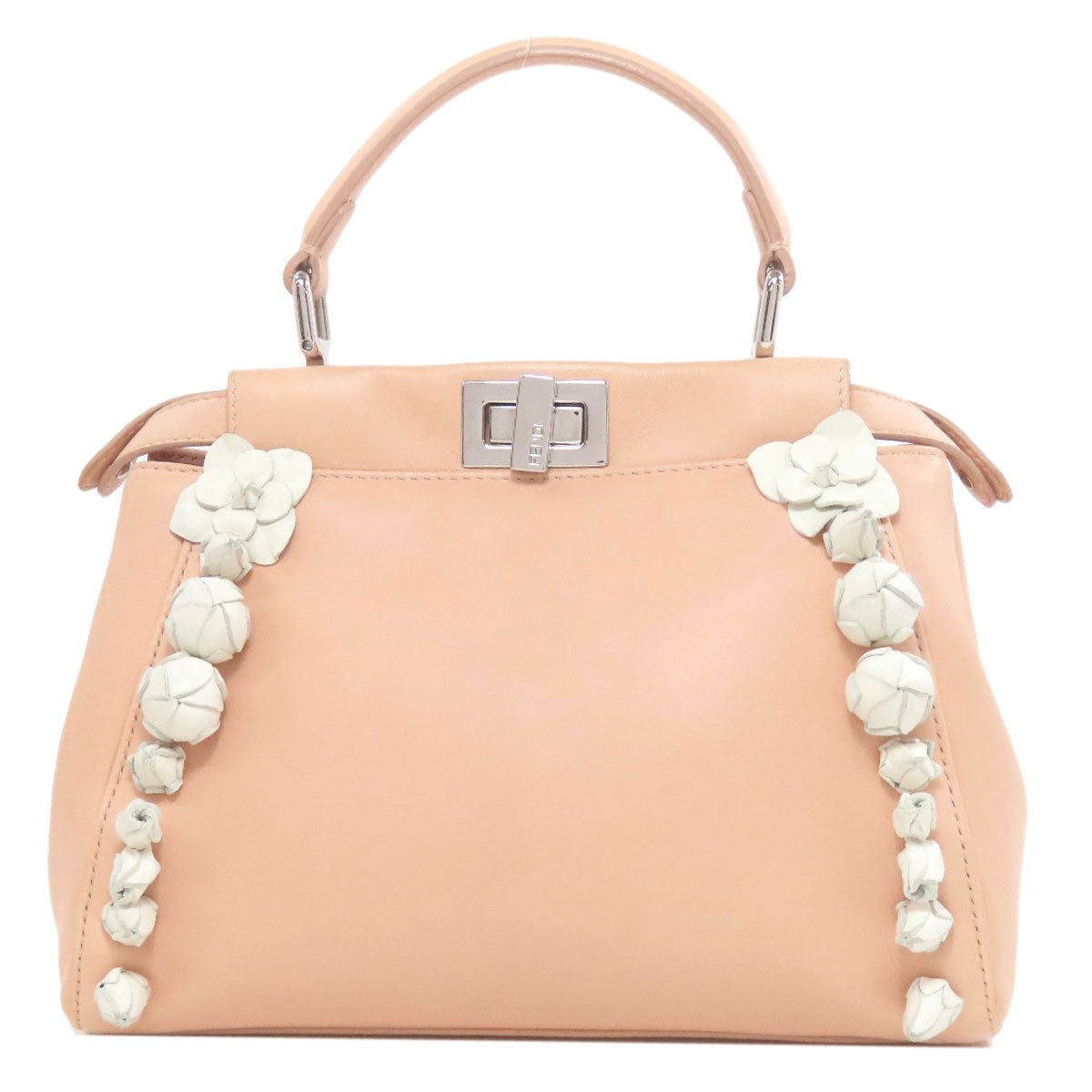 FENDI Peekaboo Mini Flower 2WAY Handbag Calf Ladies [Used]