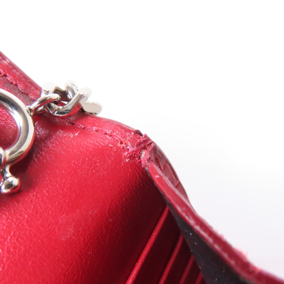 YVES SAINT LAURENT Chain Wallet Embossed Long wallet (with coin pocket) Leather Ladies [Used]