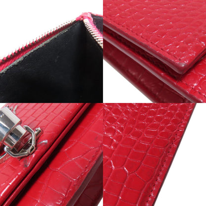 YVES SAINT LAURENT Chain Wallet Embossed Long wallet (with coin pocket) Leather Ladies [Used]