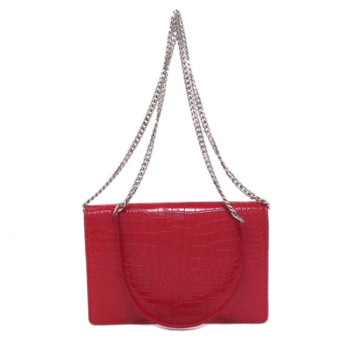 YVES SAINT LAURENT Chain Wallet Embossed Long wallet (with coin pocket) Leather Ladies [Used]