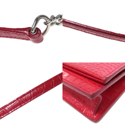 YVES SAINT LAURENT Chain Wallet Embossed Long wallet (with coin pocket) Leather Ladies [Used]