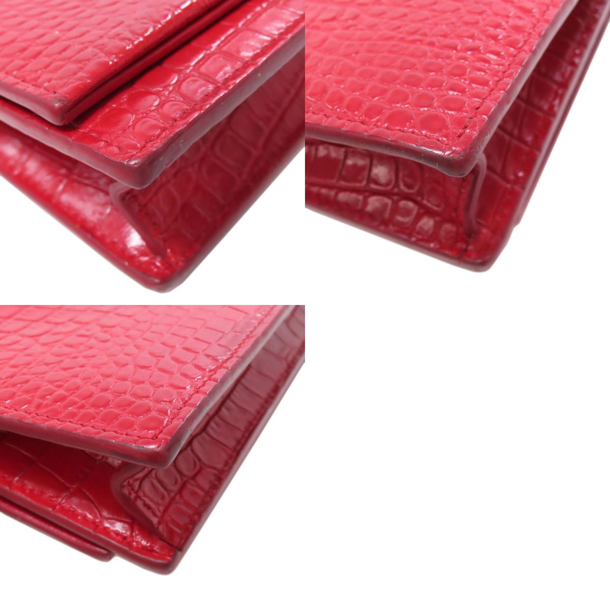 YVES SAINT LAURENT Chain Wallet Embossed Long wallet (with coin pocket) Leather Ladies [Used]