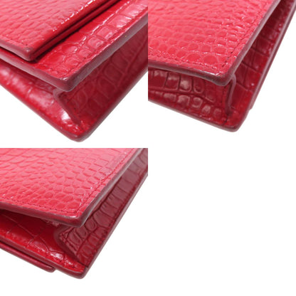YVES SAINT LAURENT Chain Wallet Embossed Long wallet (with coin pocket) Leather Ladies [Used]