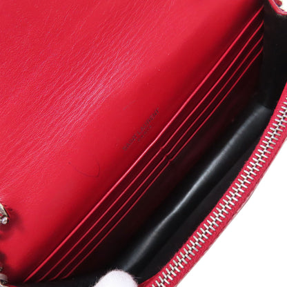 YVES SAINT LAURENT Chain Wallet Embossed Long wallet (with coin pocket) Leather Ladies [Used]