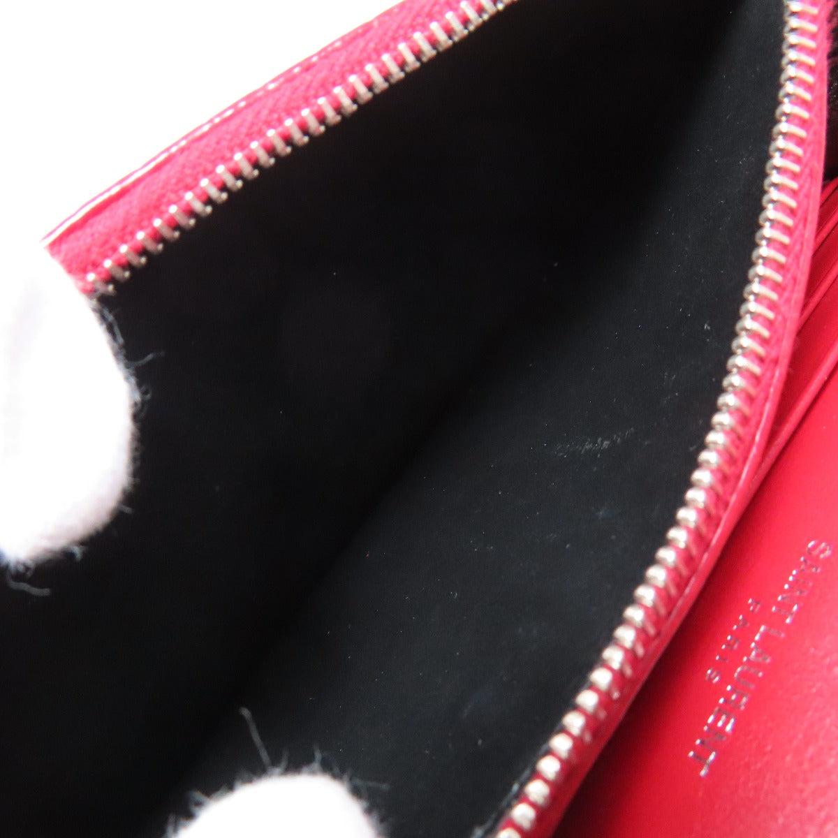 YVES SAINT LAURENT Chain Wallet Embossed Long wallet (with coin pocket) Leather Ladies [Used]