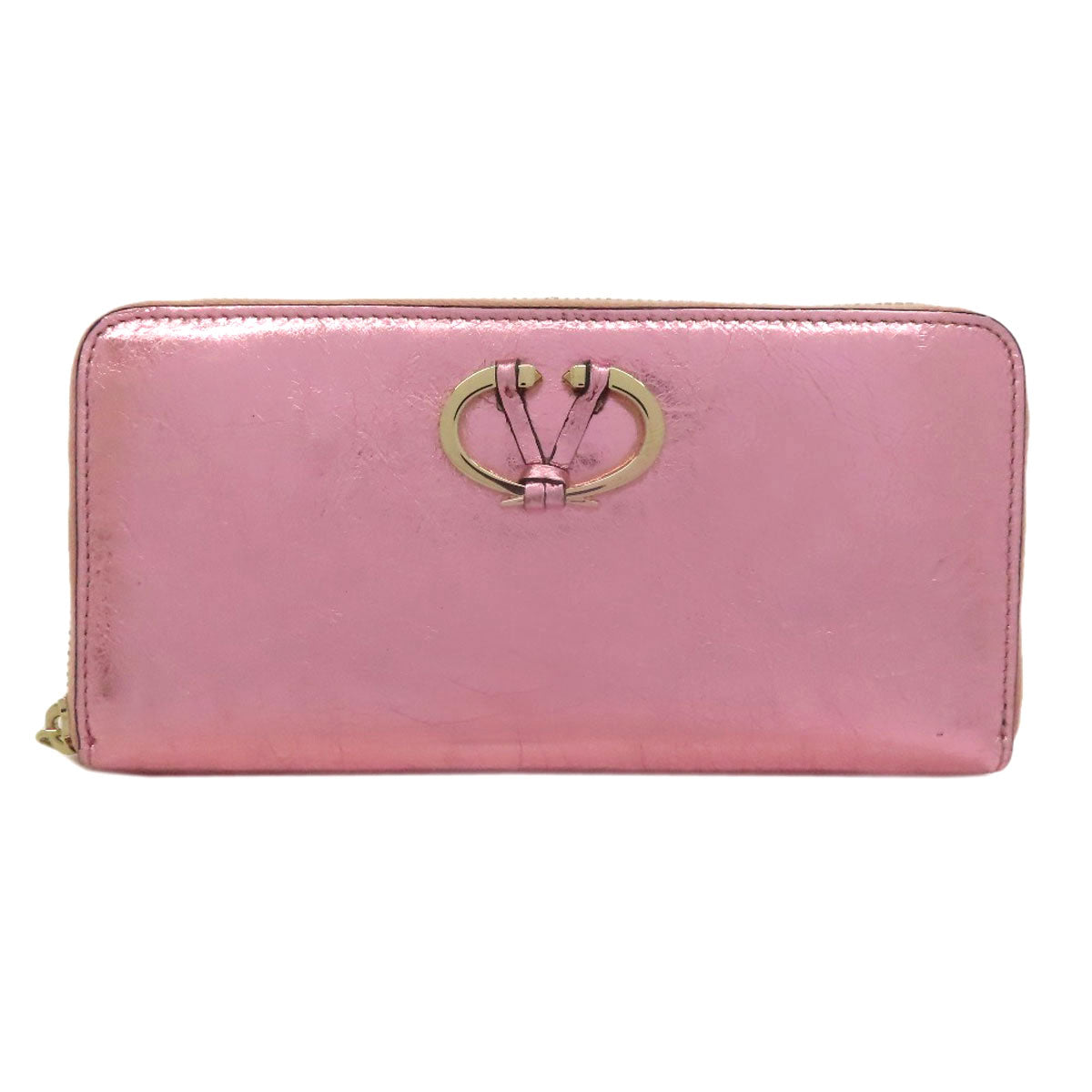 VALENTINO V logo Long wallet (with coin pocket) Calf Ladies [Used]