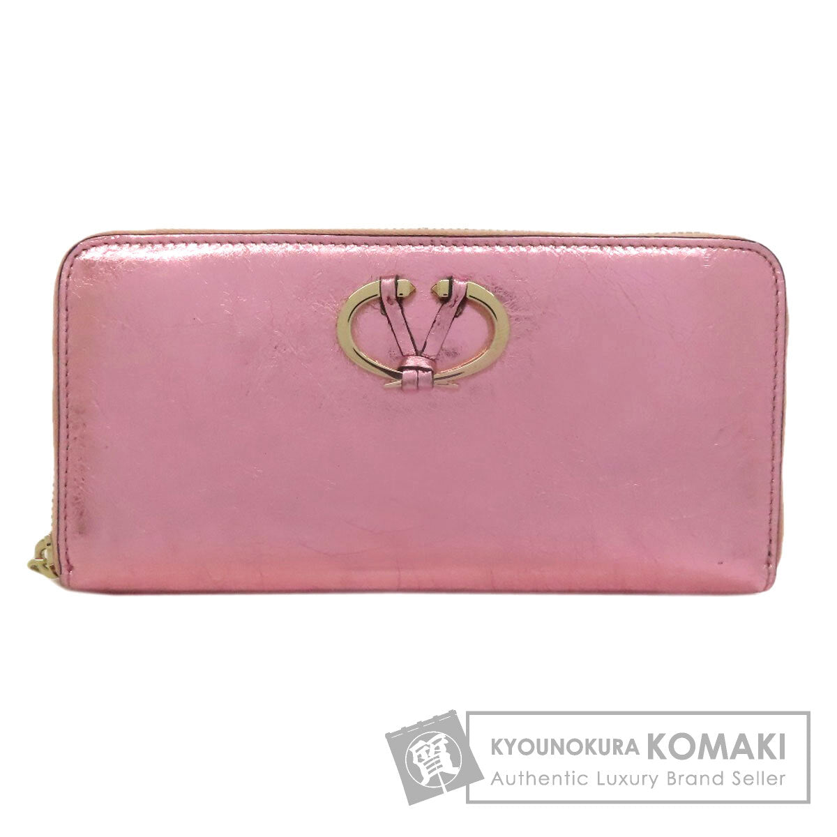 VALENTINO V logo Long wallet (with coin pocket) Calf Ladies [Used]